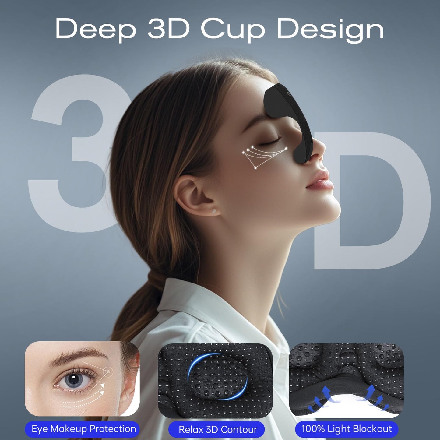 ZHENYEMEI Sleep Mask with Bluetooth 5.4 Headphones, Removable 3D Eye Cups, Timing Sleeping Headphones for Side Sleepers, Wireless Music Eye Mask Speakers for Men, Women, Tech Gifts, Black