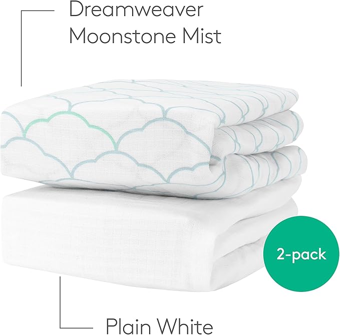 Newton Baby Fitted Single Layer Crib Sheet (2-Pack) - Ultra Breathable and Soft, Organic Cotton, Fits All Standard Cribs, White Dreamweaver