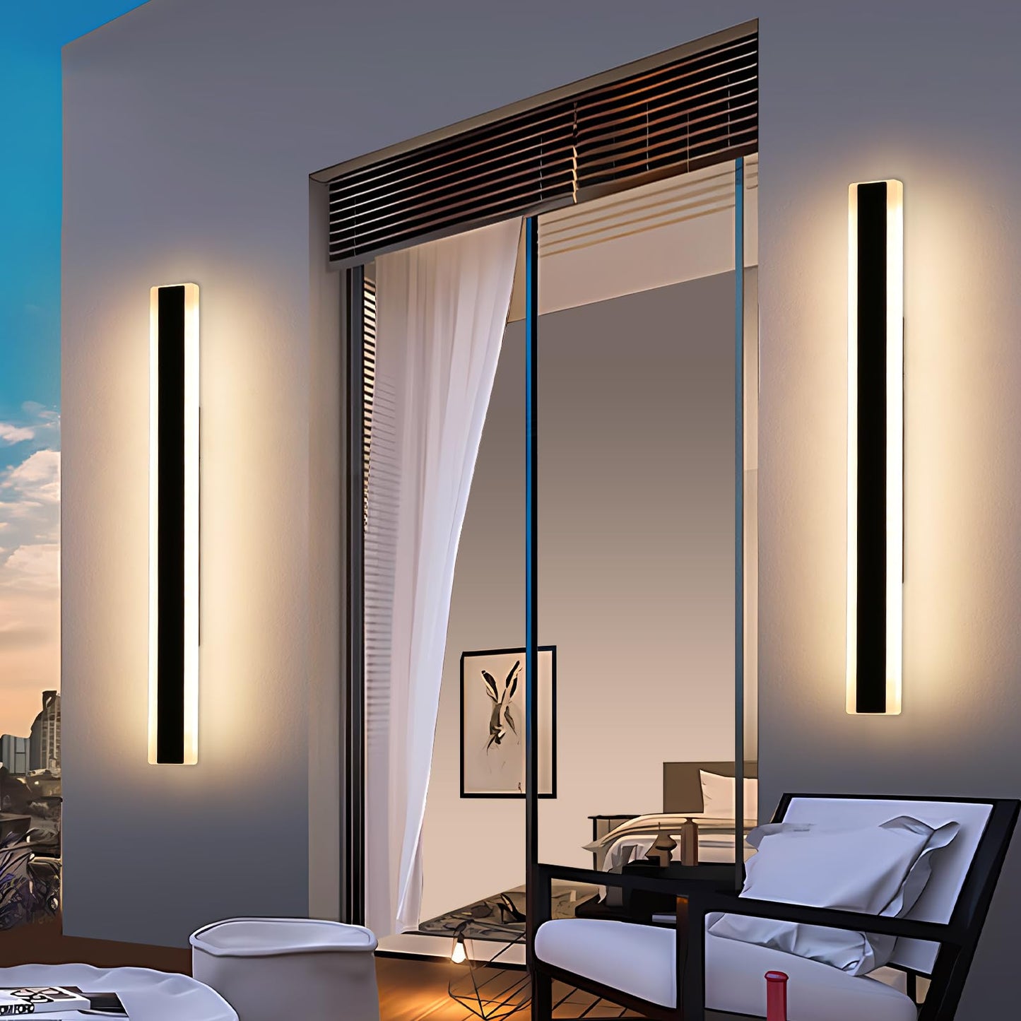 Mikeru 2Pack 47.2Inch Outdoor Wall Light Fixtures  3000K Modern Outdoor Lights Exterior For House Ip65 Waterproof Rust Long Led Wall Light Fixtures Hardwire Wall Mount Exterior Lighting For Garage
