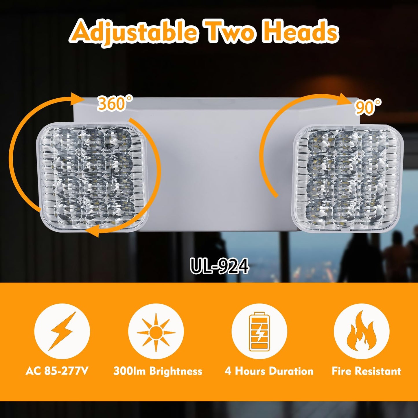 Apmeetlux Led Emergency Lights For Business Home Power Failure 4Hours 300Lm Automatic Battery Backup Rechargeable Emergency Exit Lighting Fixtures Hardwired  Ul 924 Ac85-277V