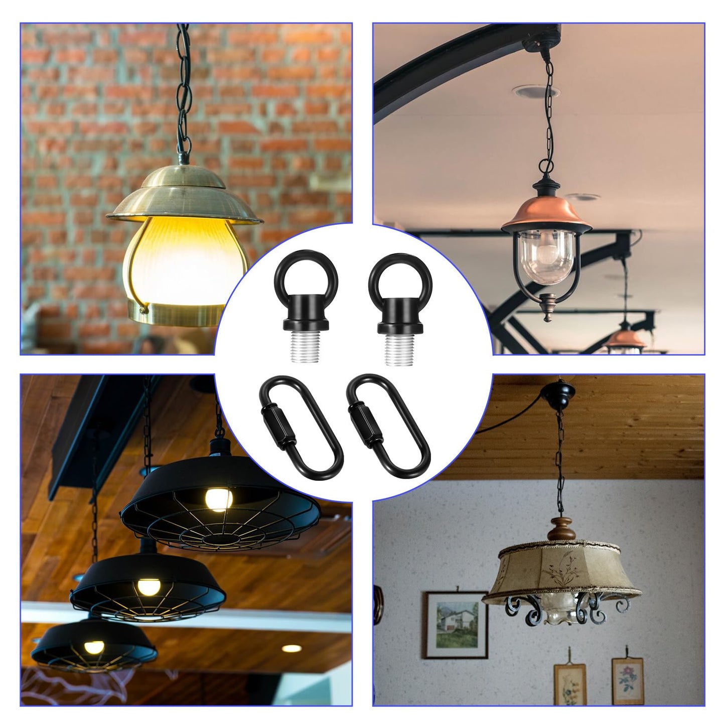 2 Set 1/8-Ip Lighting Loops With Link Buckle Connectors For Light Fixture Chandelier Chain Extension  Hook Rings For Light Fixture  Eye Nuts Lamp Nuts