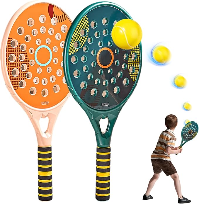 Paddle Rackets, Tennis Racket Set, Waterproof Beach Tennis Racket with Air Hole, 18.1x8.7 Paddle Rackets with Non Slip Han...