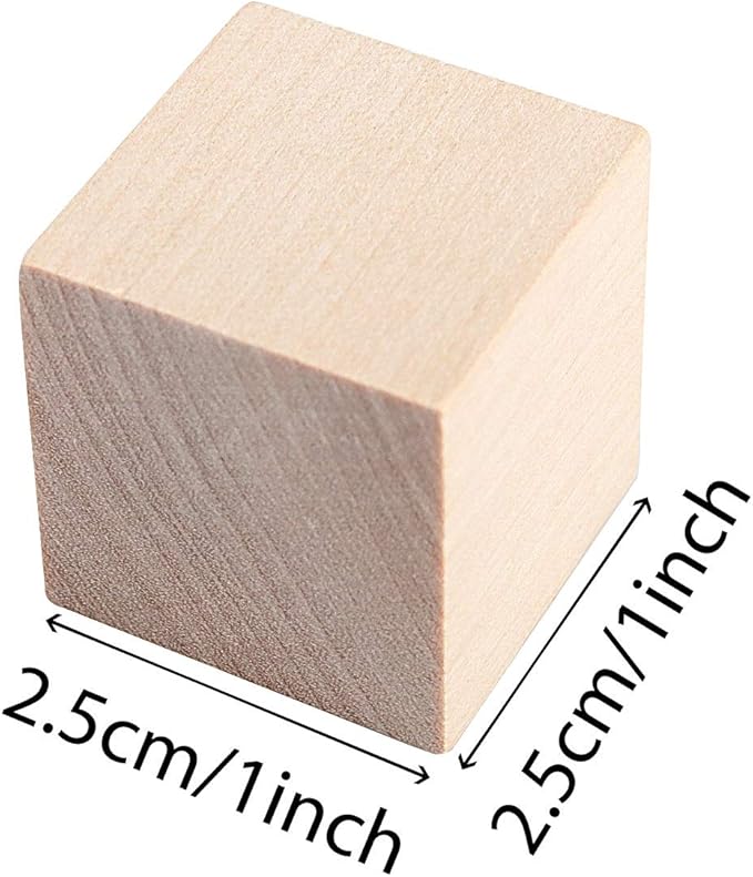 ZOENHOU 100 PCS 1 Inch Wooden Blocks, Premium Natural Solid Wood Cube Unfinished Wooden Block Set for Painting Decorating Crafting DIY Projects