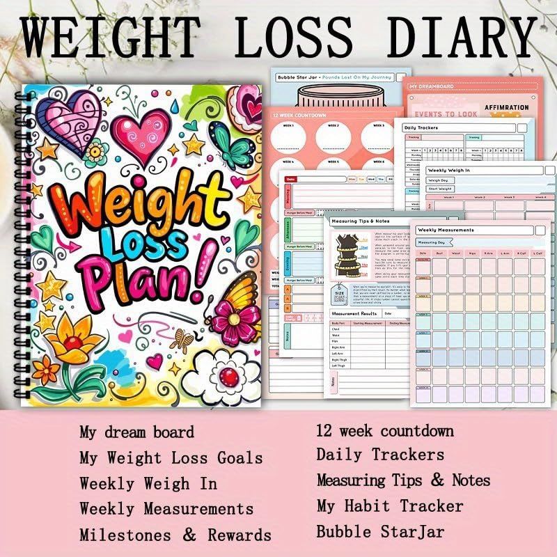 1Pc 104-Page A5 Weight Stationery Notepads with Fitness Equipment Design - Motivational Workout for Women & Men, Self-Disc...