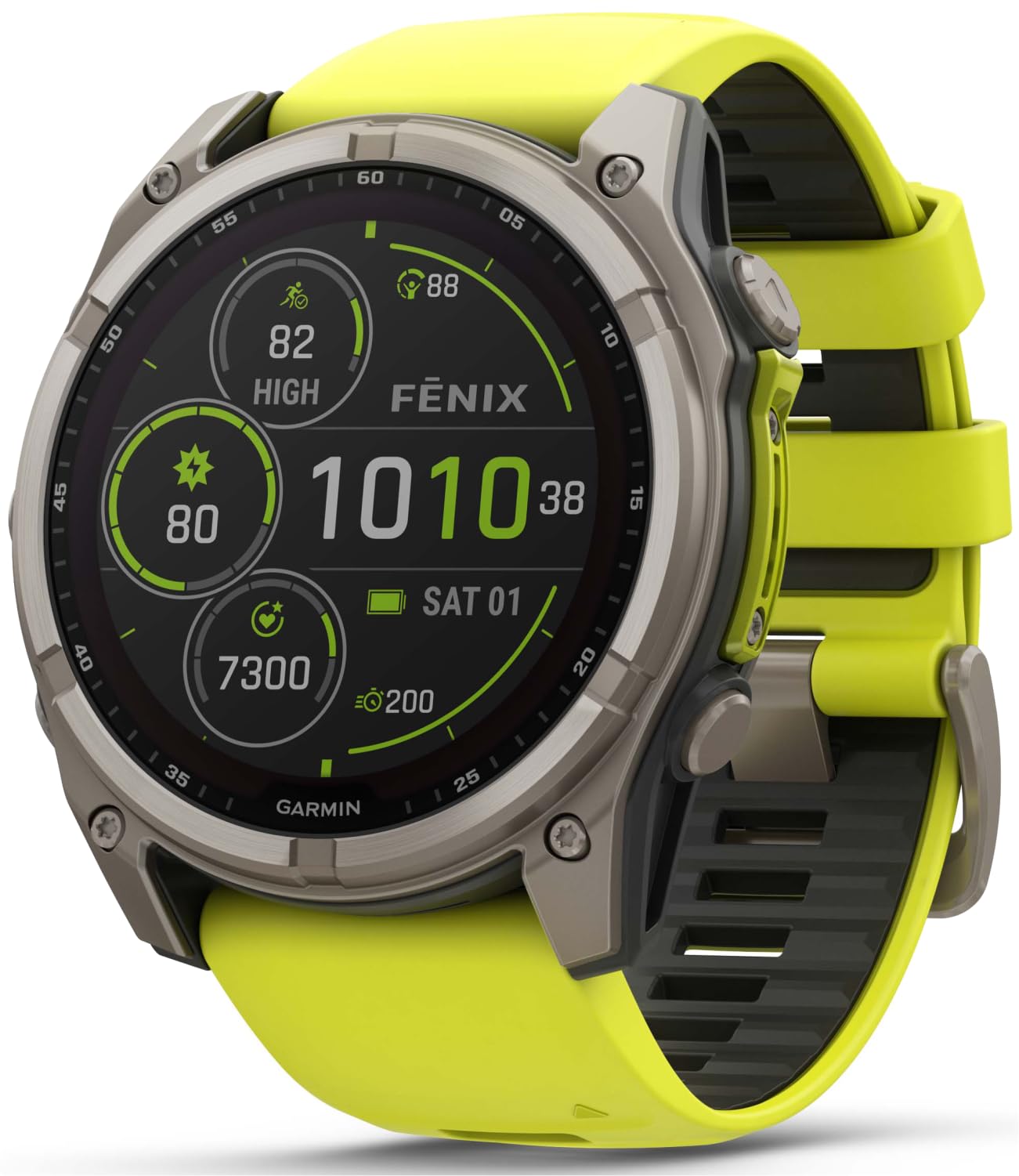Garmin Fenix 8 - 51 Mm, Solar, Sapphire Amp Yellow/Graphite Silicone Gps Smartwatch With Wearable4U Power Bank Bundle