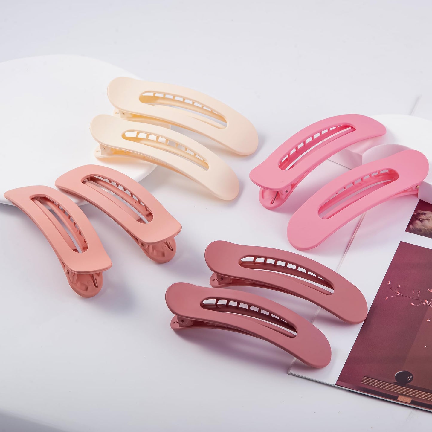 Cptots 8 Pcs Large Lay Flat Claw Clips for Women French Side Slide Barrettes for Thin Fine Hair Rectangle Alligator Hair Accesso