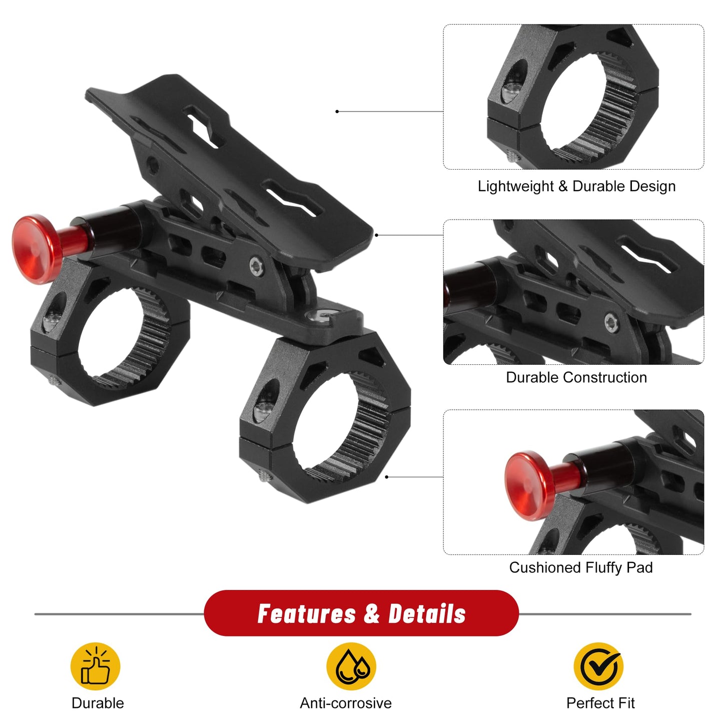 UTV Fire Extinguisher Mount Kit- Quick Release Roll Bar Fire Extinguisher Bracket Holder for Any Vehicle with 1.75"-2" Roll Bar, Compatible with Polaris RZR/Can Am X3/Jeep Wrangler