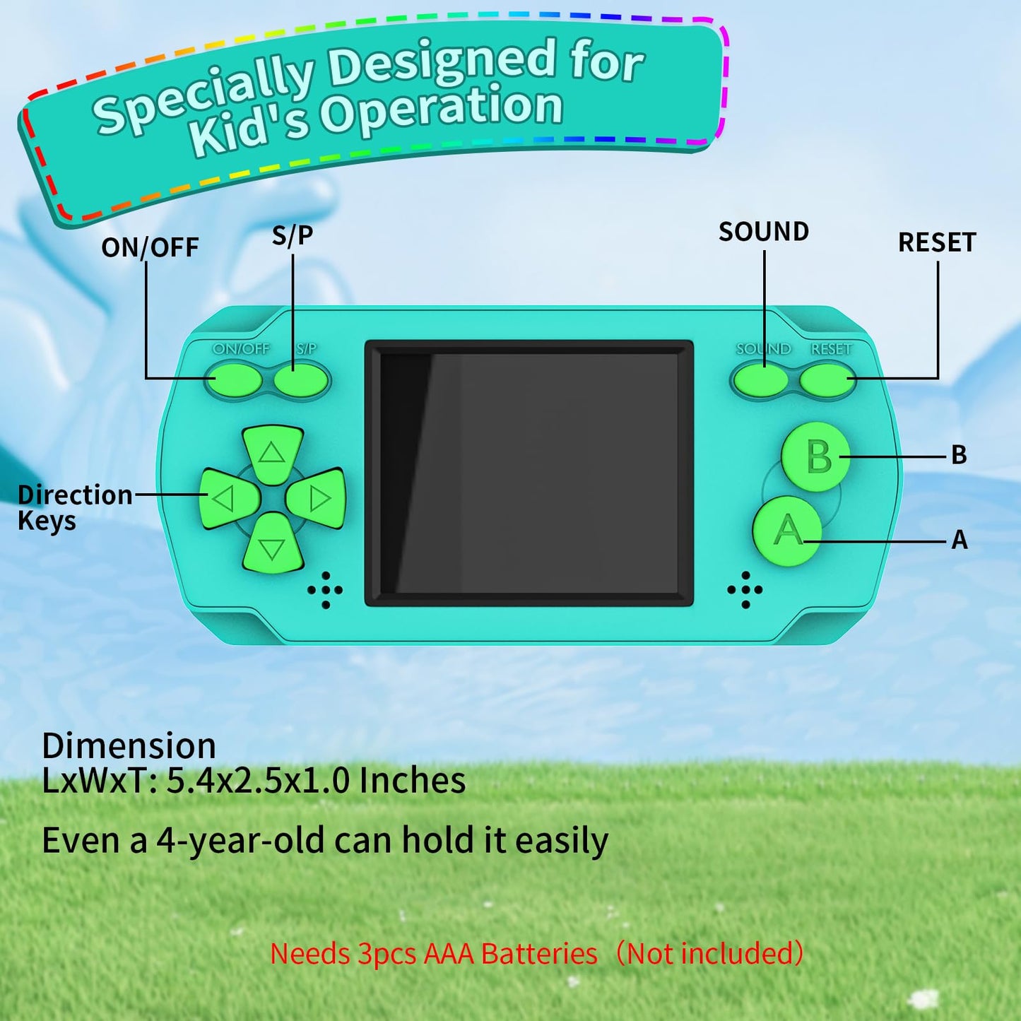 Handheld Game for Kids, Portable Gaming Player with Built in 218 Classic Retro Video Games, Mini Arcade Electronic Toy for Birthday Gift, Needs 3PCS AAA Batteries