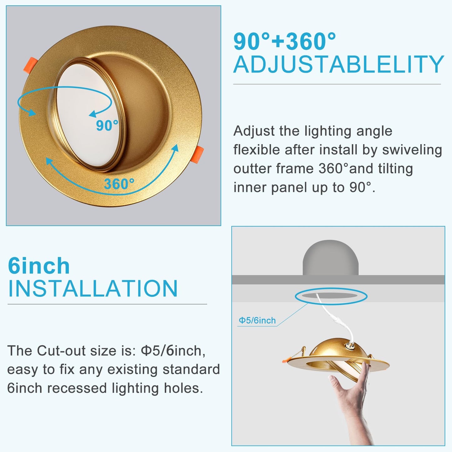 Lightdot 12 Pack Led Recessed Lighting, 4 Dimmable 3000K/4000K/5000K, Metal Downlight, 9W 1000Lm