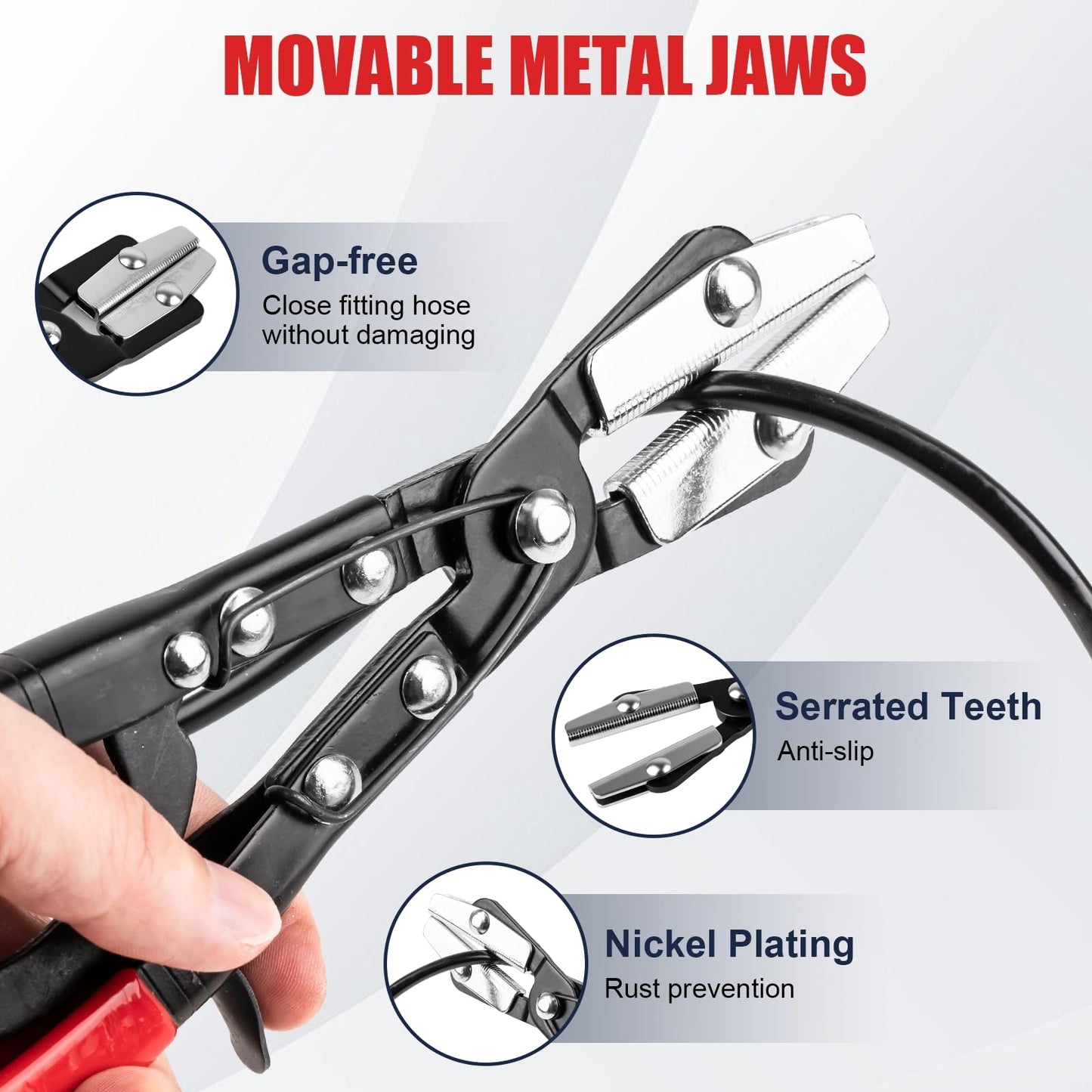 3PCS Ratchet Hose Pinch Off Pliers, Upgrade Hose Pinch Pliers Automotive, 8 in, 10", 12inch Locking Fuel Line for Radiator, Heater, Coolant, Fuel Pinch, Flexible Hose