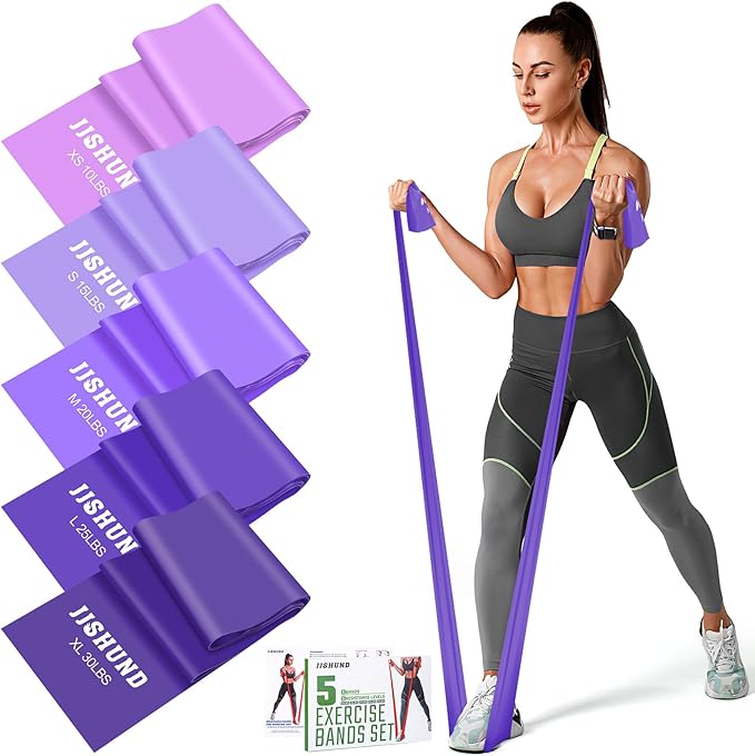 5 Pcs Resistance Bands, Professional Exercise Bands Elastic Stretch Bands for Fitness Yoga Pilates Stretching Strength Tra...