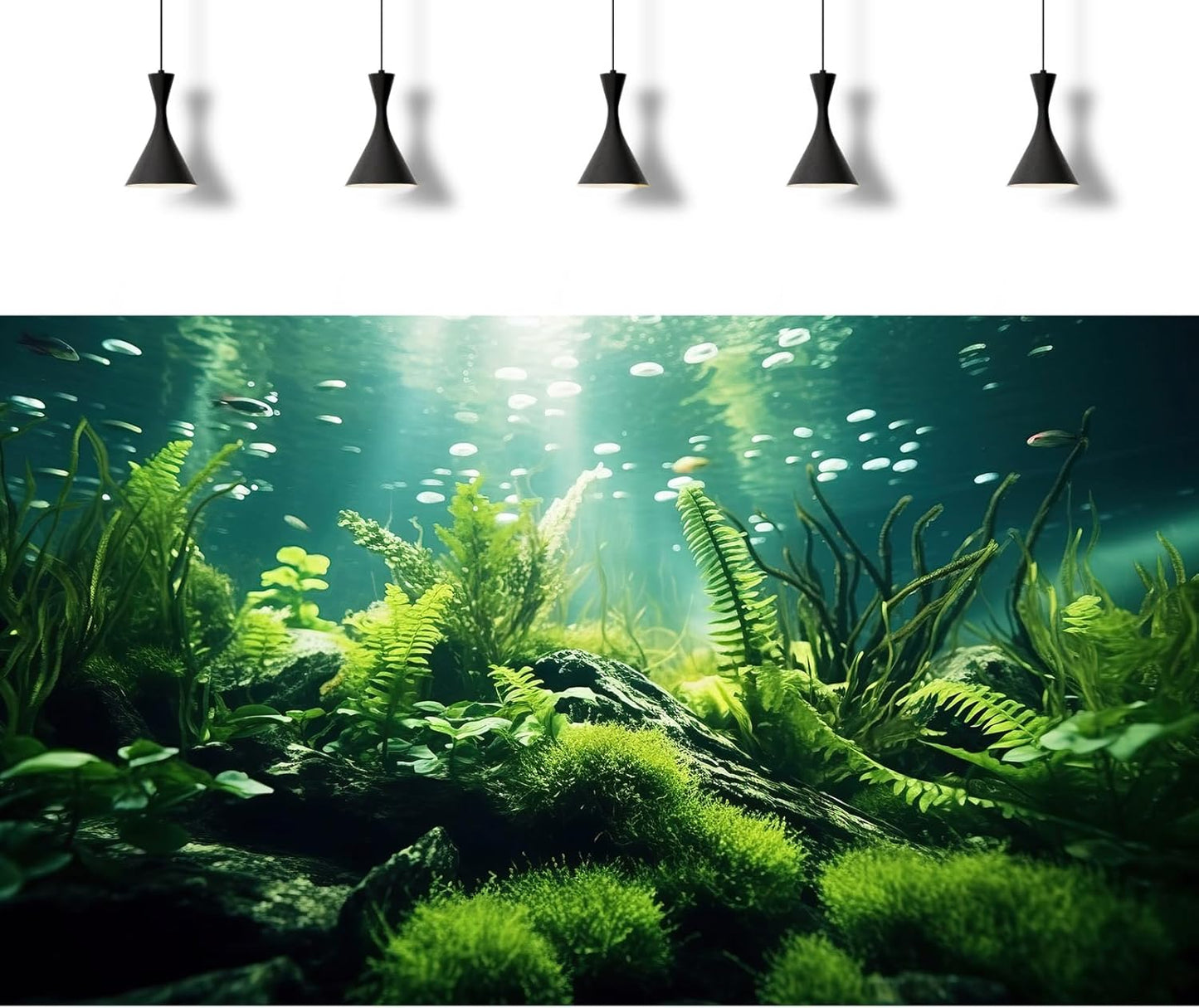 Underwater Fish Tank Background Under The Sea Aquatic Plants Aquarium Background Ocean Floor Rock Terrarium Backgrounds Tropical Fish Green Seaweeds Aquarium Backgrounds for Fish Tank Decor 72x16in