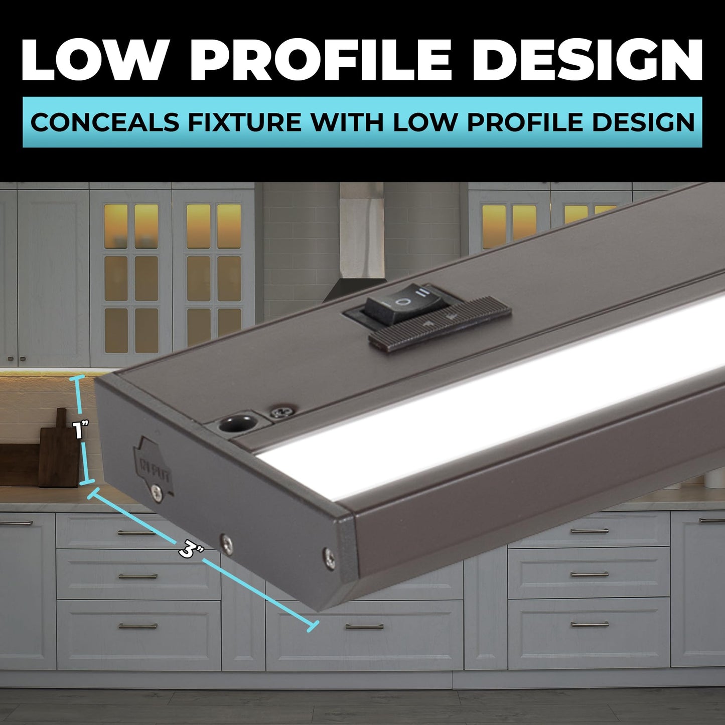 Led Under Cabinet Lighting Hardwired - Linkable Undercabinet Lights For Kitchen - 3Cct 9 Inch Bronze Finish - Undercounter Dimmable Plug In Light Or Hard Wired - Under Counter Fixture Direct Wire
