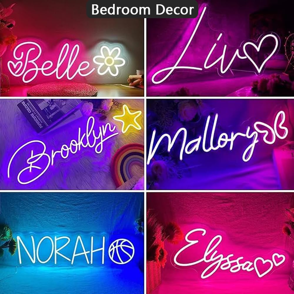 YinJSeng Custom LED Neon Sign - Personalised Wall Decor, Acrylic, 26in to 55in, Ideal for Weddings, Birthdays, Home, Man Cave, Game Room