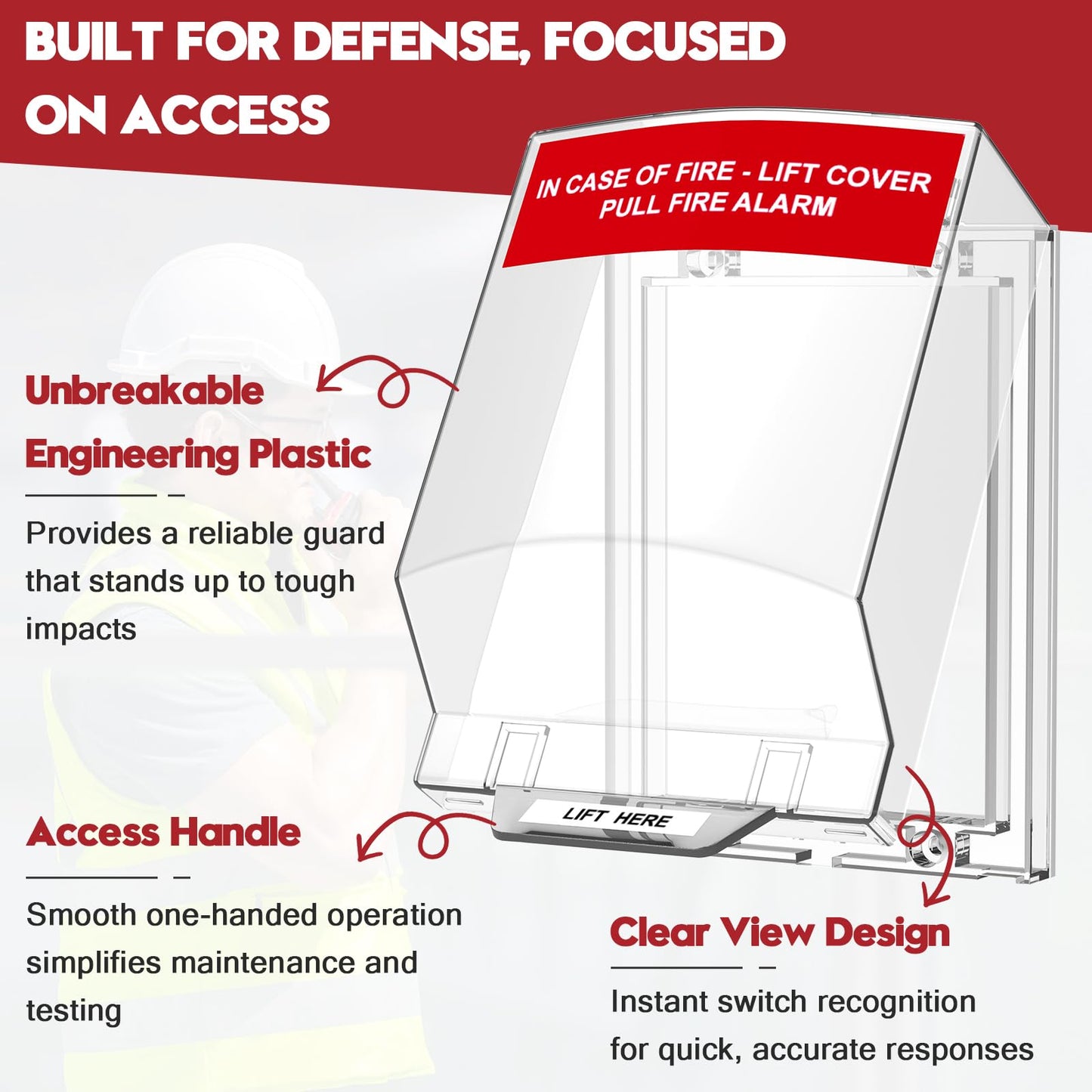 Zipcase Fire Alarm Pull Station Cover, Durable Protective Guard to Prevent Accidental Trigger, Physical Damage, Dust and Debris, Easy to Install Enclosure