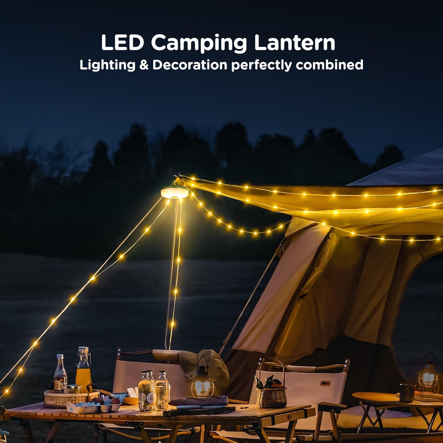 Ogery 3-Pack Camping String Lights  2 In 1 Quick Storage 32.8Ft Rechargeable Tent Lights String With 8 Lighting Modes  Hanging Waterproof Portable Led Lamp For Christmas Decor Party Bedroom Yard