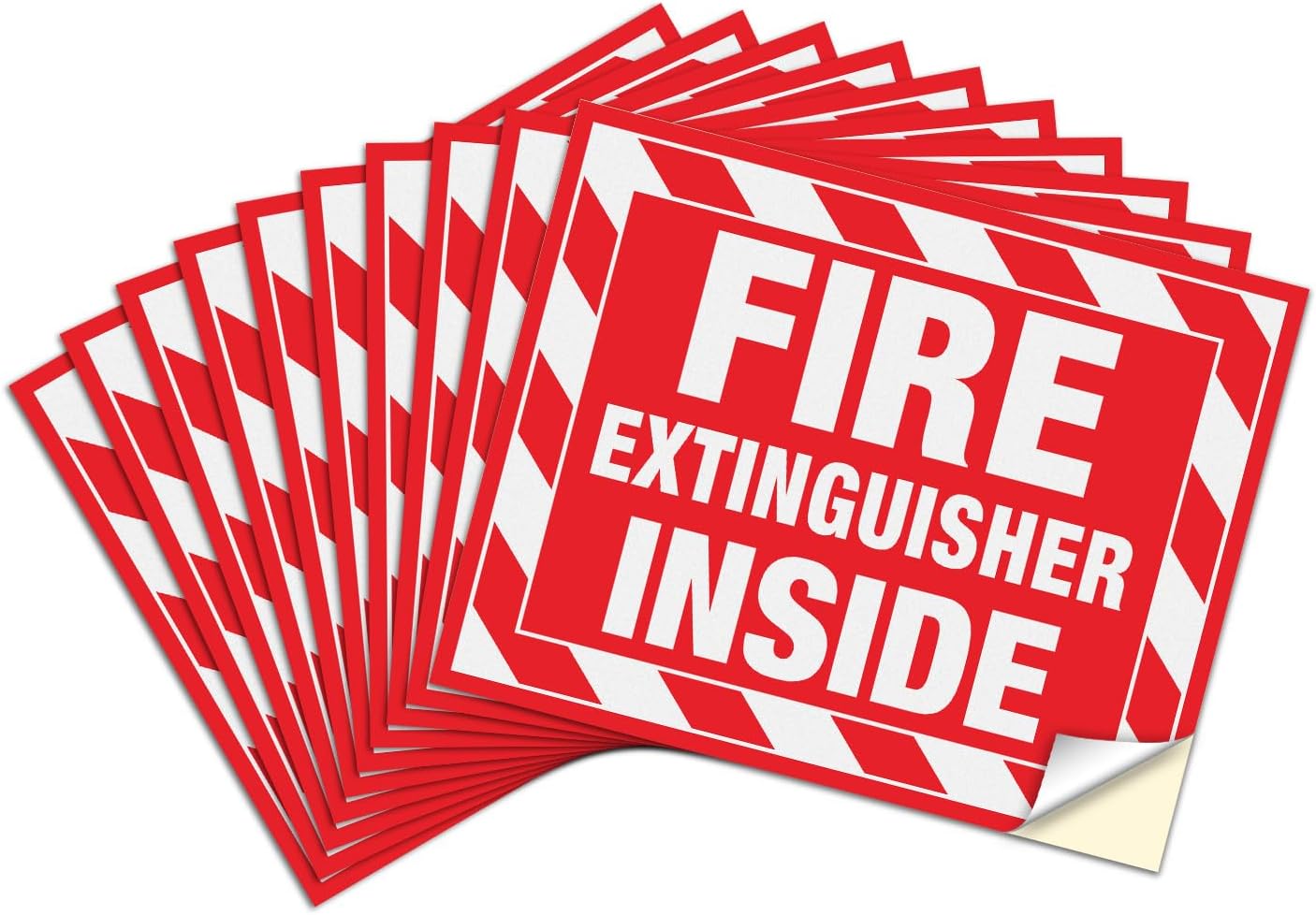 T&R Fire Extinguisher Inside Sign Stickers - 10 Pack - 5" x 4" Self-Adhesive Vinyl Reflective, UV Resistant, Waterproof, Fade and Scratch Resistant, Suitable for Vehicles Indoor and Outdoor