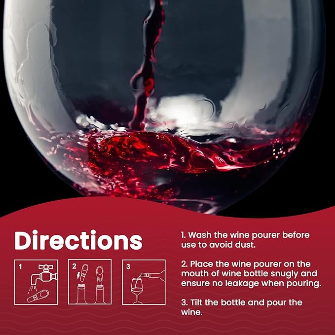 The Easy Pour Wine Aerator Spout by Pronto Bella, Professional Wine Aerator Attaches to Bottle for Improved Flavor, Enhanced Bouquet, Rich Finish No-Drip, Spill-Free Design, Gift for Your Wine Friends