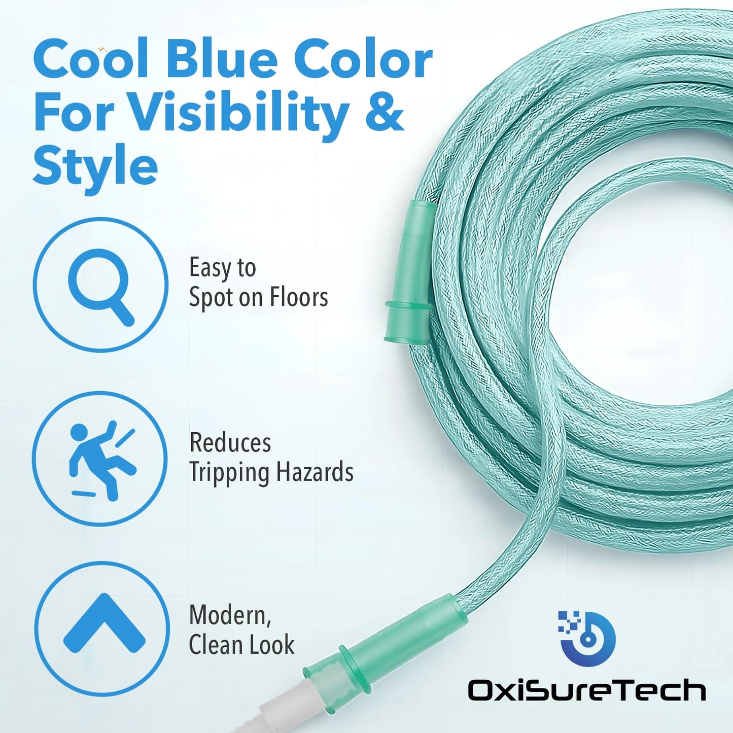 1 Oxygen Tubing 50 Ft Non Kinking High Flow — Medical Grade Universal Oxygen Hoses for Home Use, Compatible w/Standard Oxygen Therapy Devices and Connectors, O2 Tubing for Oxygen Concentrator (1 Pack)