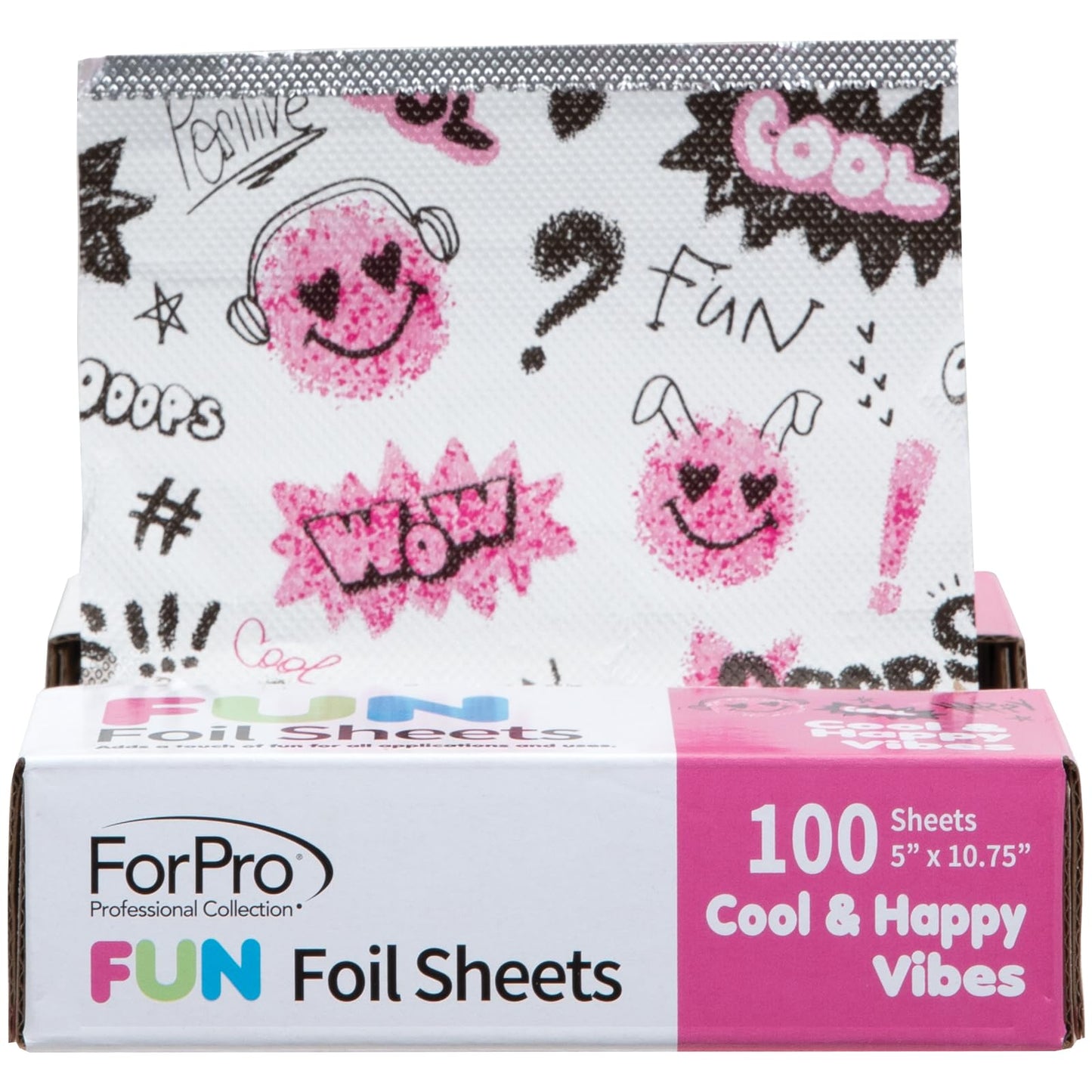 ForPro Professional Collection FUN Cool & Happy Vibes Foil Sheets, Aluminum, Pop-Up Foil Dispenser, Hair Foils for Color Applica