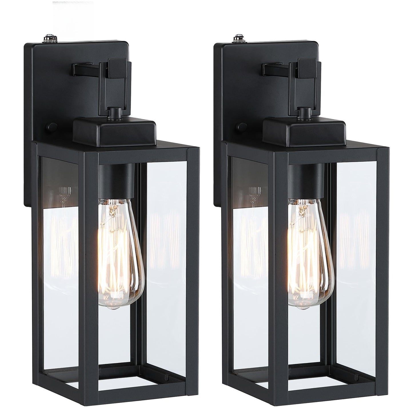 2 Pack 12 Inch Outdoor Wall Lights Dusk To Dawn Exterior Sconce Lights With Sensor Photocell Black Wall Lantern For Porch Patio Garage Dusk To Dawn Outdoor Lighting Set Of 2