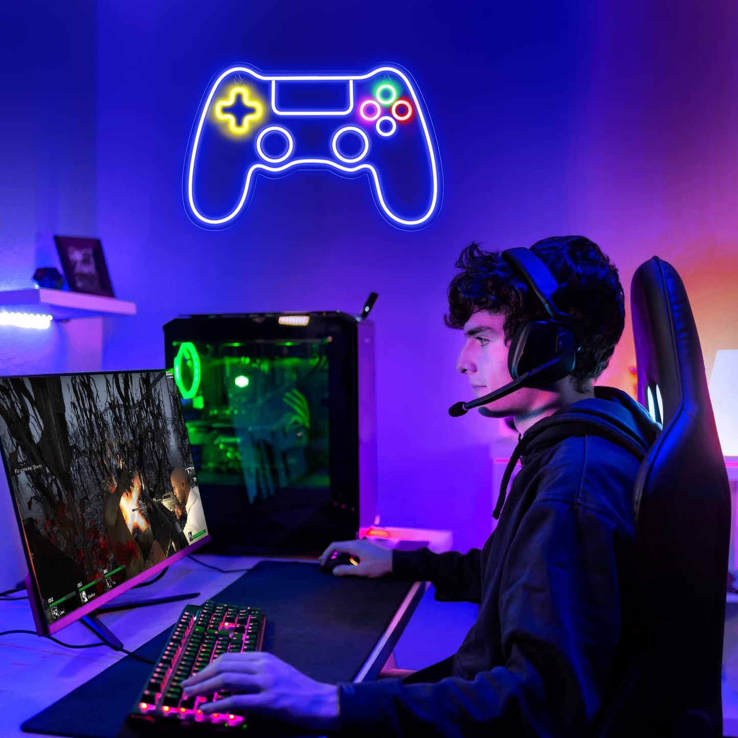 Kavaas Neon Sign, Anime Oni Mask LED Light for Gamer Room, 16.2 x 11.8 inch, Color: Oni Mask_ONM