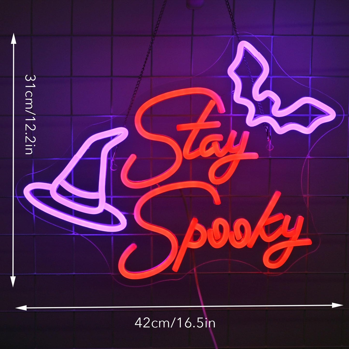 Nxyx Stay Spooky Neon Sign Halloween Led Neon Signs For Wall Decor Dimmable Halloween Hanging Neon Sign For Bedroom Man Cave Home Birthday Party Neon Gift