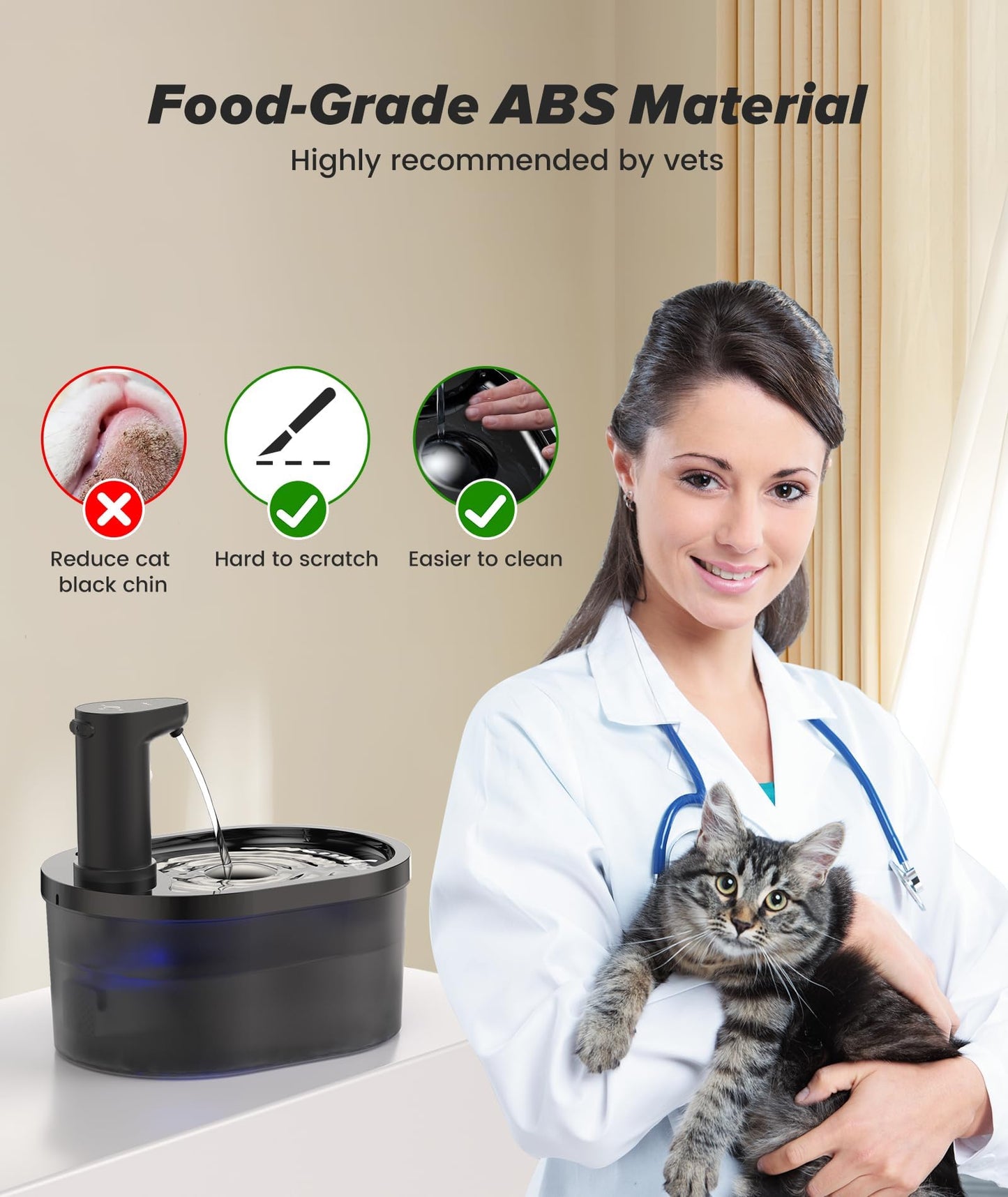 Wireless Cat Water Fountain Cordless, Automatic Pet Water Fountain 5000mAh Battery, 101oz/3L Large Cat Fountains for Drinking Ultra Silent Rechargeable Water Fountains for Cats and Dogs
