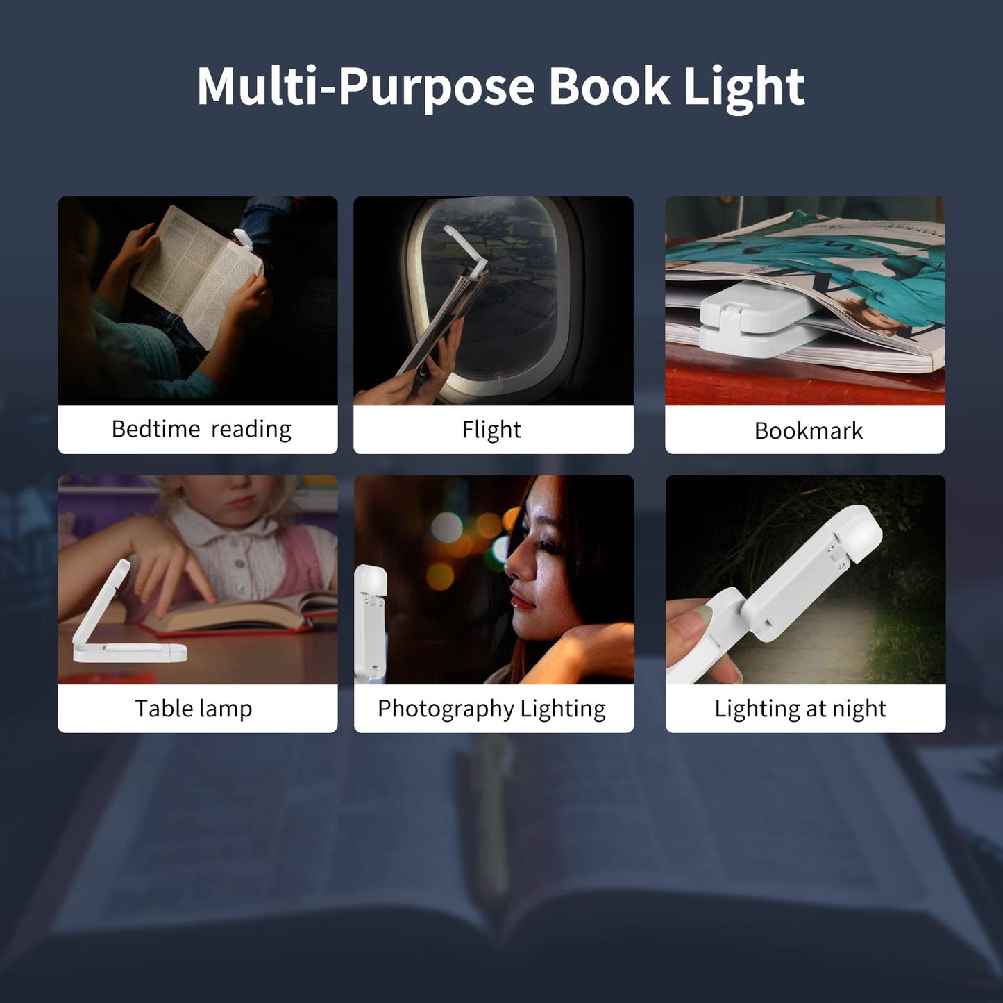 Egwaser Rechargeable Clip-On Led Book Light - 3 Amber Colors, Stepless Dimming, Long-Lasting White, Model Eg-Bl-22