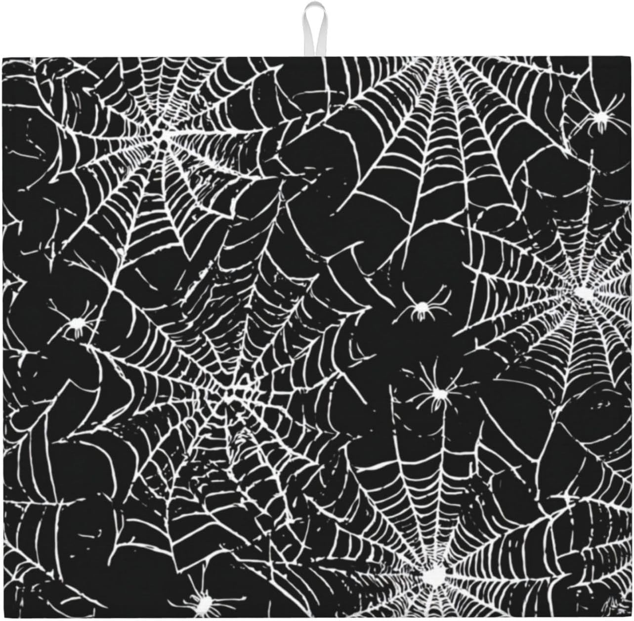 Dish Drying Mat Halloween Spider Web Pattern for Kitchen Counter Absorbent 16x18 Inch Microfiber Dishes Plate Glass Dry Draining Pad Reversible Washable