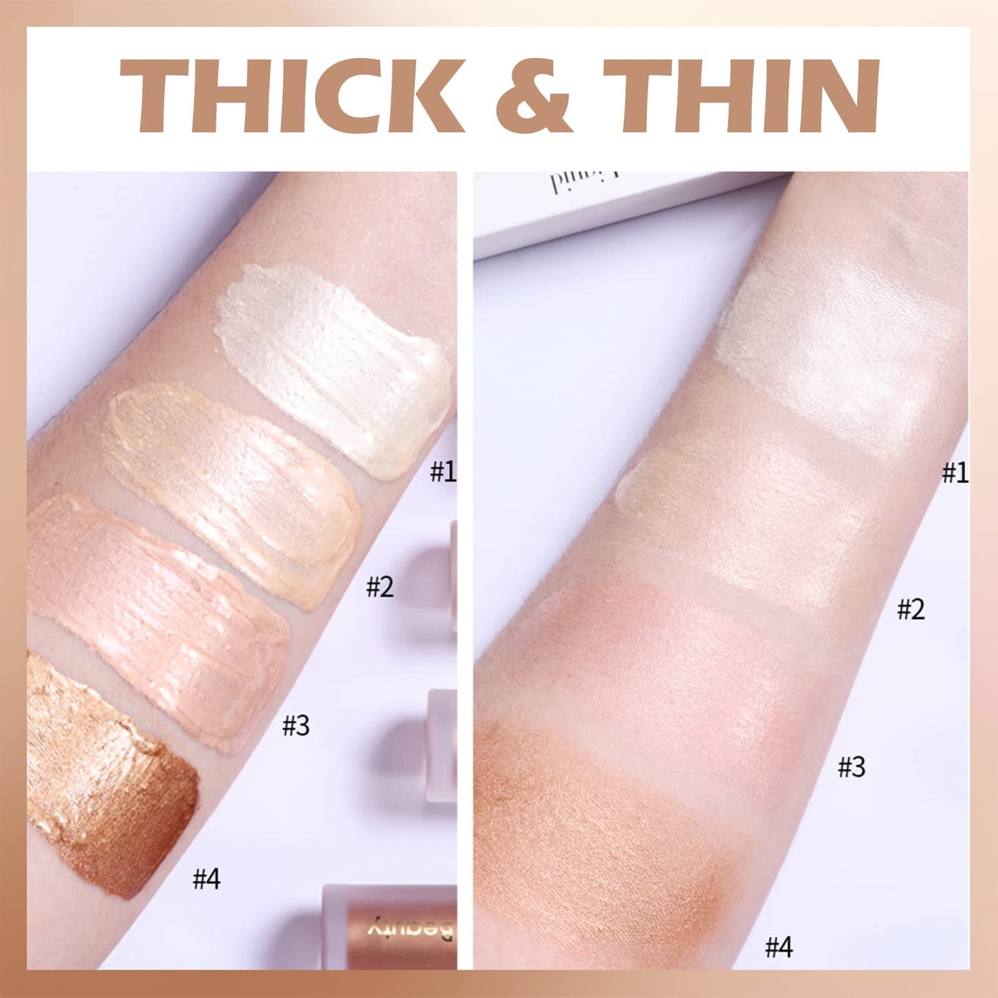 Erinde Liquid Highlighter, Face Highlighter Bronzer Makeup Stick, Natural Glossy Finish, Lightweight Blendable Silky Smooth Crea