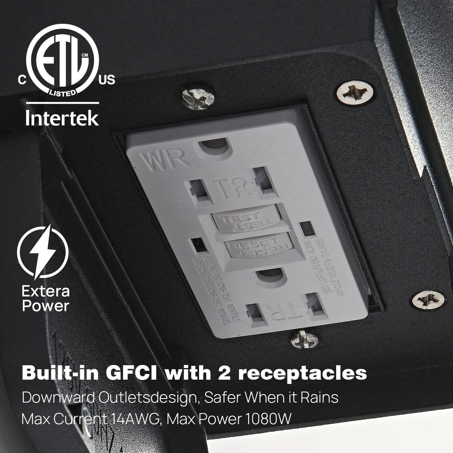 Jokaonotl Dusk To Dawn Porch Lights With Gfci Outlets Waterproof Outdoor Wall Lights Exterior Lighting Fixtures Modern Outside Lights Wall Mount For House Patio Garage Black 11.8  H  2 Pc