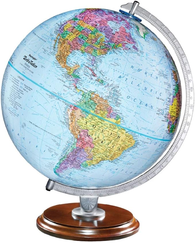 Replogle Student - Educational Classic World globe, Blue Ocean, Raised Relief feature, including a bonus map, made in USA, 12"/30cm diameter