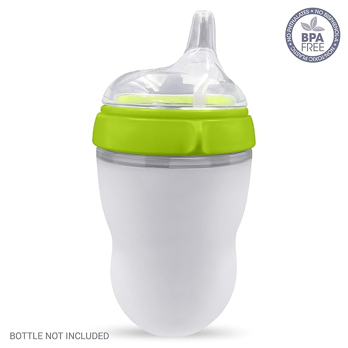 Sippy Cup Soft Spout Transitional Nipple Kit Bundle Compatible with Comotomo Baby Bottles, 5 oz and 8 oz | Value Bundle 2 Kits + Brushes (Green)