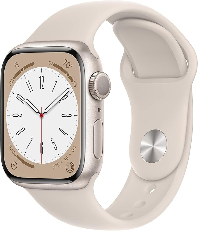 Apple Watch Series 8 [GPS 41mm] Smart Watch w/Starlight Aluminum Case with Starlight Sport Band - M/L. Fitness Tracker, Bl...