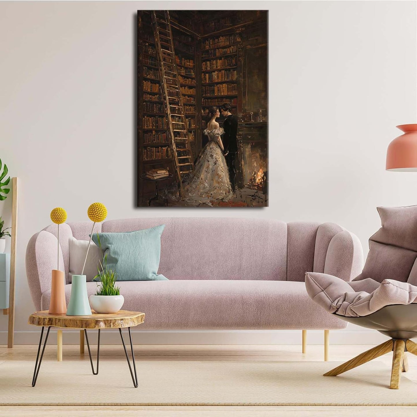 JFHCQJPK Gothic retro library scene decoration melancholy calm art college style wall aesthetic antique style home decoration suitable for bedroom living room24x36in Frameless
