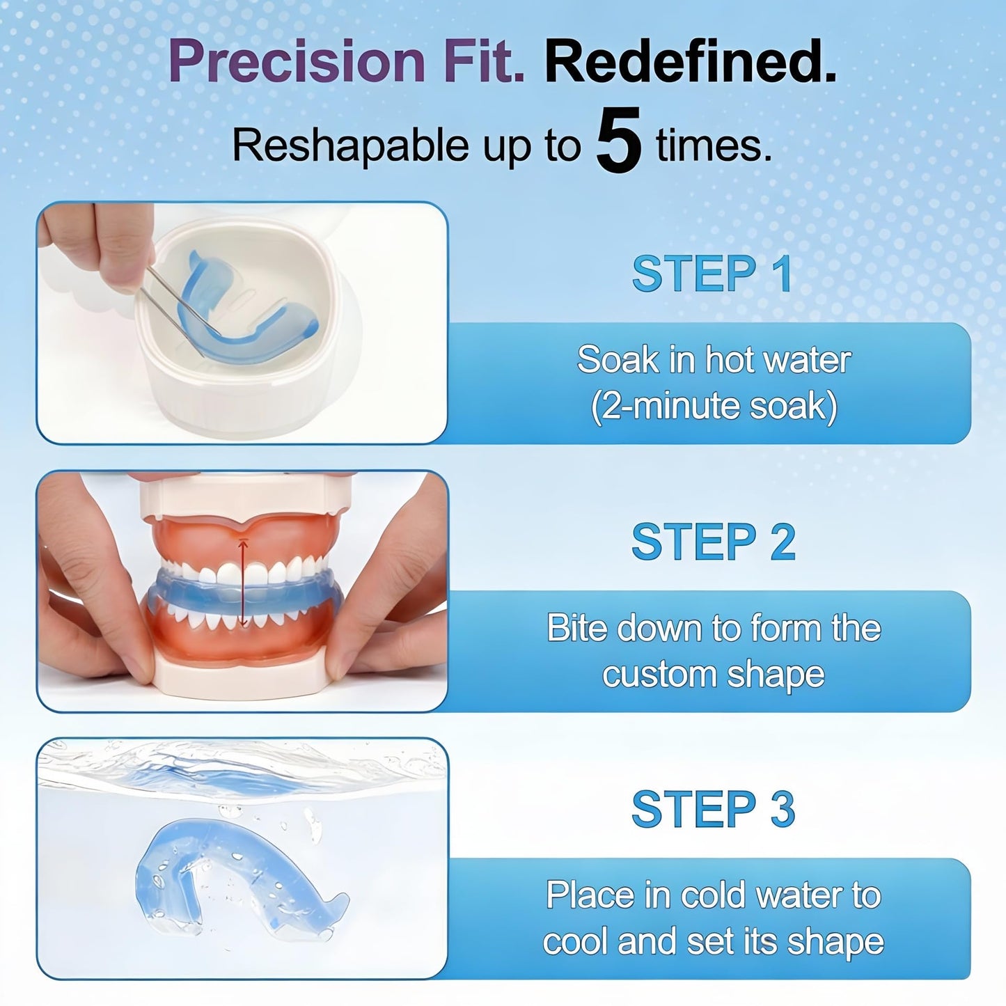 Willnice Anti Snoring Mouth Guard for Sleeping, Mandibular Advancement Device, Snoring Solution for Men and Women, Reusable & Adjustable Mouthpiece for Quiet Nights, Home & Travel Use, Blue (L08)