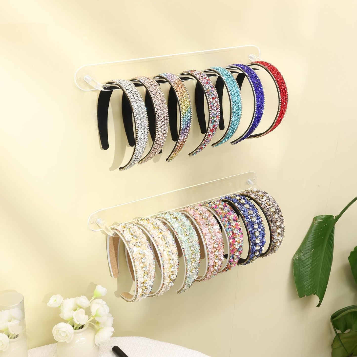 SNOWSTAR Acrylic Claw Clip Organizer, 4PCS Wall Holder and Storage, Hair Clip Display Clear Stand for Women and Girls (Clear 4PC