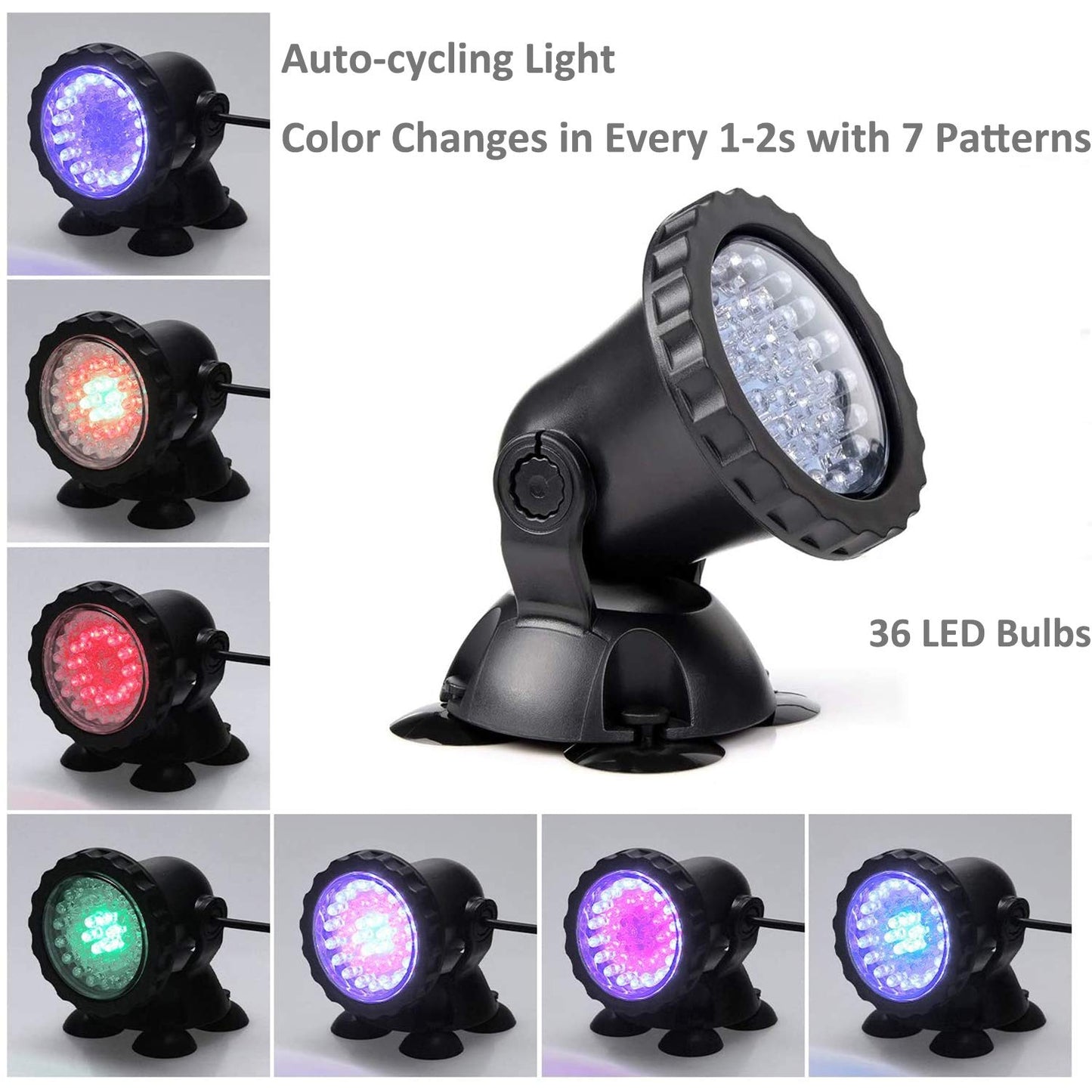 Zhgservu Underwater Pond Light - 3.5W Color Changing Submersible Spotlight, 36 Led, Waterproof Ip68, Ideal For Aquarium & Garden