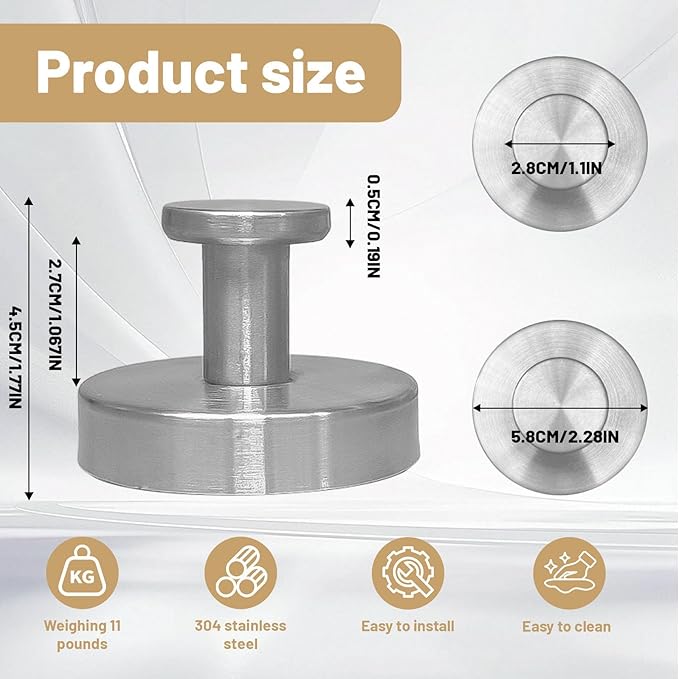 4Pcs Suction Cup Hooks, Wreath Hangers for Front Door, Strong Hold No Drill Hangers for Bathroom, Kitchen, Glass, Tile, Perfect for Wreaths (Silver)