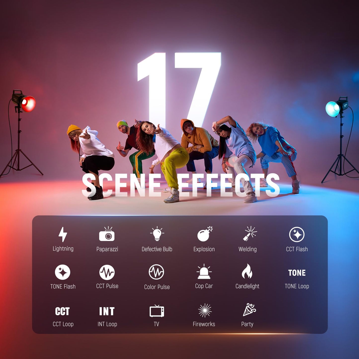 NEEWER 130W RGB LED Video Light APP/2.4G Control 17 Effects, 2500-7500K 19800lux/1m COB Continuous Lighting Output with CRI97/TLCI98 4 Dimming Curves, Bowens Mount Spotlight for Studio Shoots, FS150C