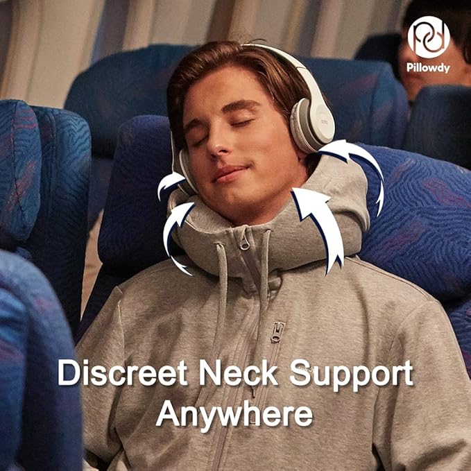 Full Zip Hoodie – Inflatable Built-in Travel Pillow – Comfortable Rest On-The-Go – Perfect for Airplane and Trips
