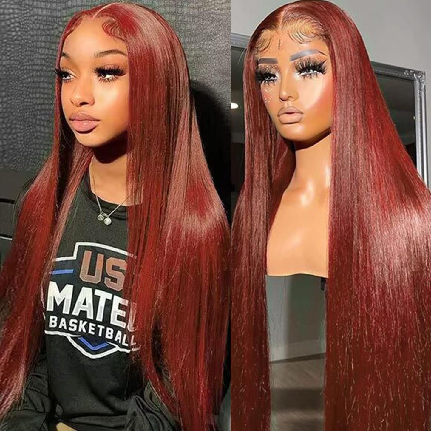 13x6 Reddish Brown Lace Front Wigs Human Hair Straight Human Hair Wigs for Women Reddish Brown 13x6 HD Lace Front Wigs Pre Pluck
