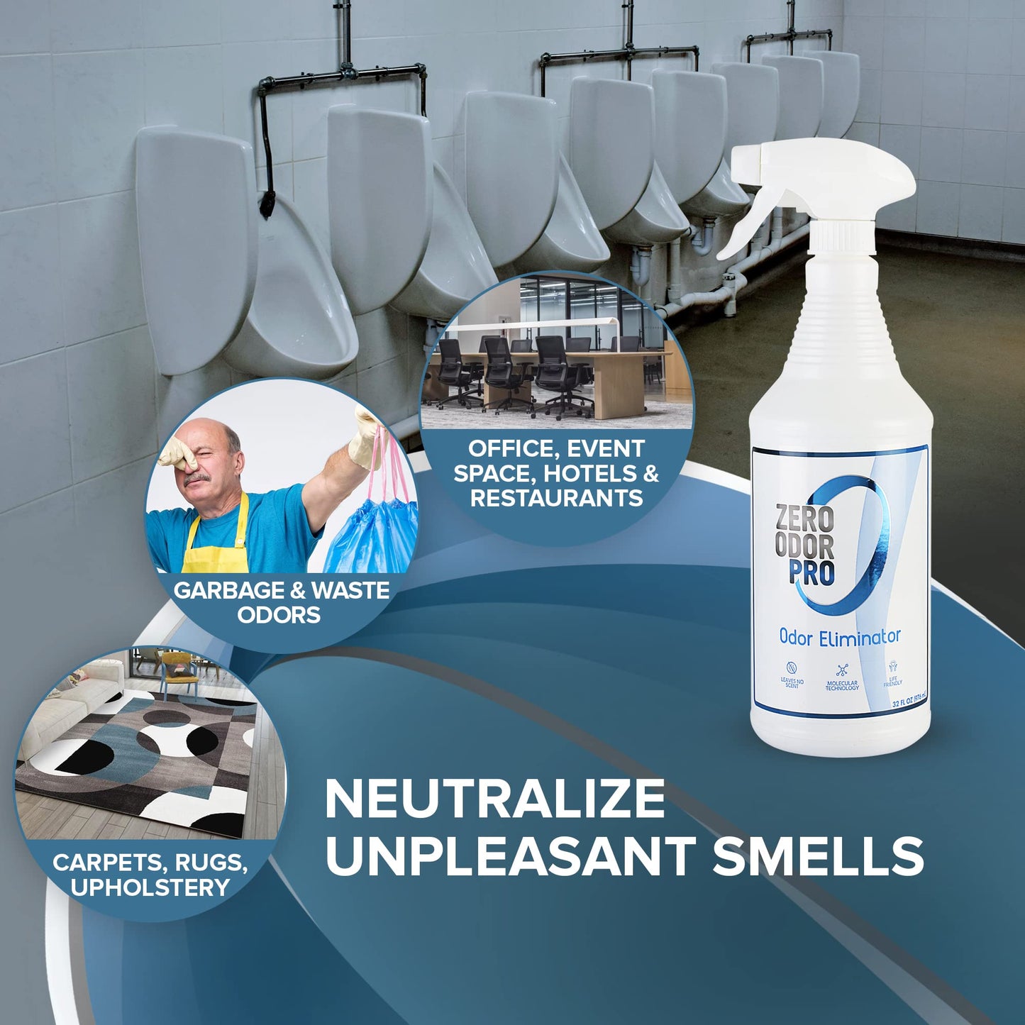 Zero Odor Pro - Commercial Strength Eliminator Odor Neutralizer, Room Deodorizer Odor Eliminator Musty Smell - Strongest Odor Eliminator Trigger Spray, (32-ounce)
