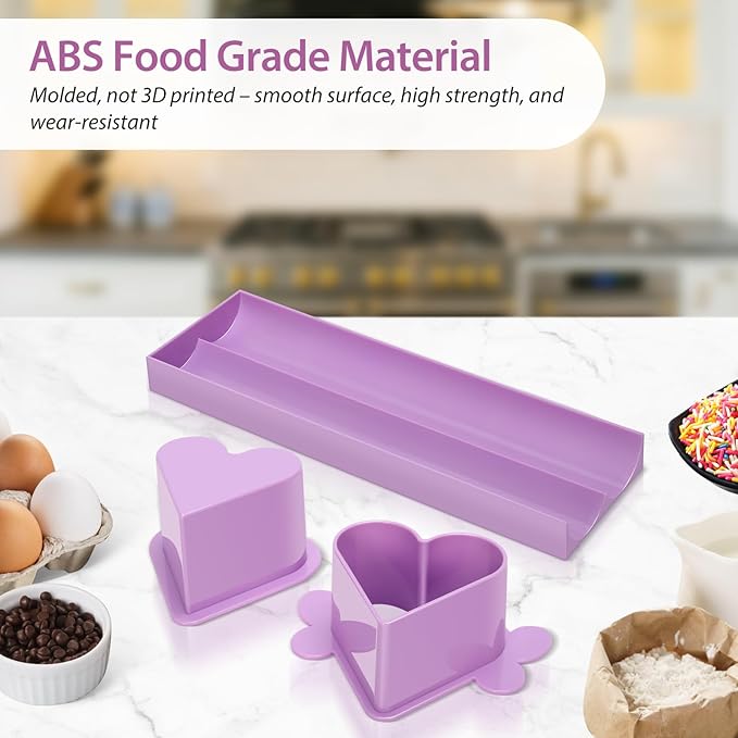 Heart Cake Pop Mold Set with 9 Inch Tray and Sticks, Circle Cake Pop Cutter and Pusher, Baking Molds Kit for Parties, Wedding,Home Desserts Making-Purple