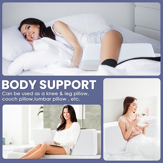 Cooling Cube Pillow for Side Sleepers Memory Foam Pillows for Neck and Shoulder Pain Relief Firm Soft Bed Pillow Dual Sided Supportive Square Rectangle Cervical Neck Pillows 24x12x5 Inches