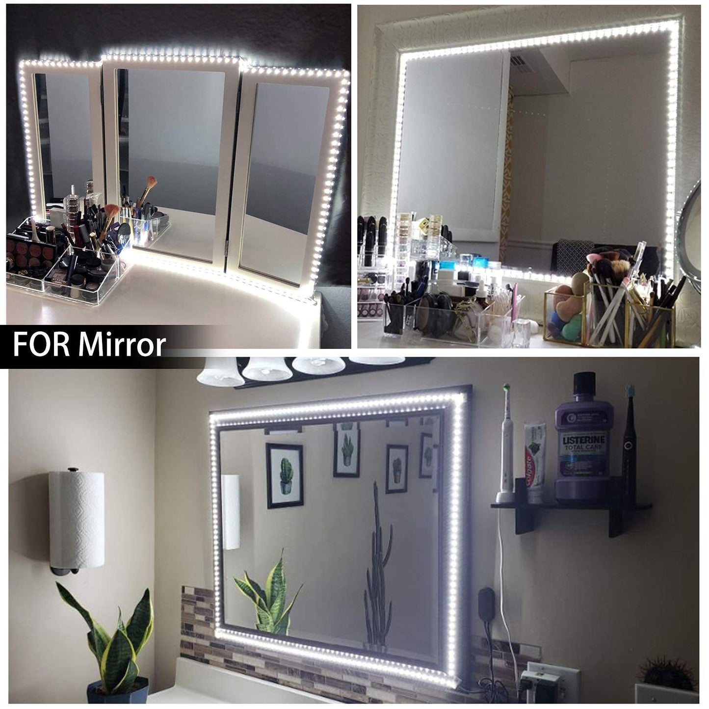MYPLUS LED Strip Lights, 16.4ft Cold White 6000K, Dimmable 700 Lumen, 300 LEDs, Flexible for Vanity Mirror, Under Cabinet, Kitchen
