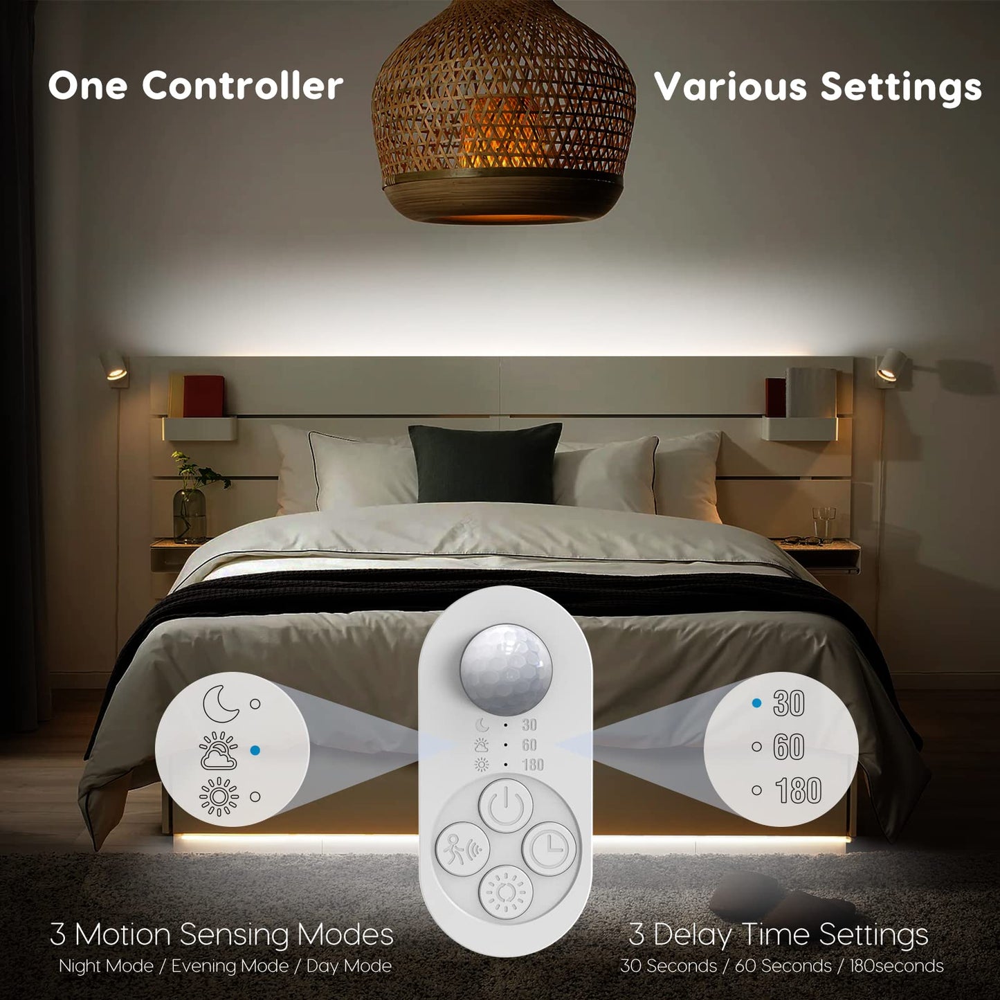 Goomeeya Dual Motion Sensor Led Stair Light Strip, 32.8Ft Warm White 3000K, Plug-In With Dimmer & Timer, Model Gd10Ww2, Copper