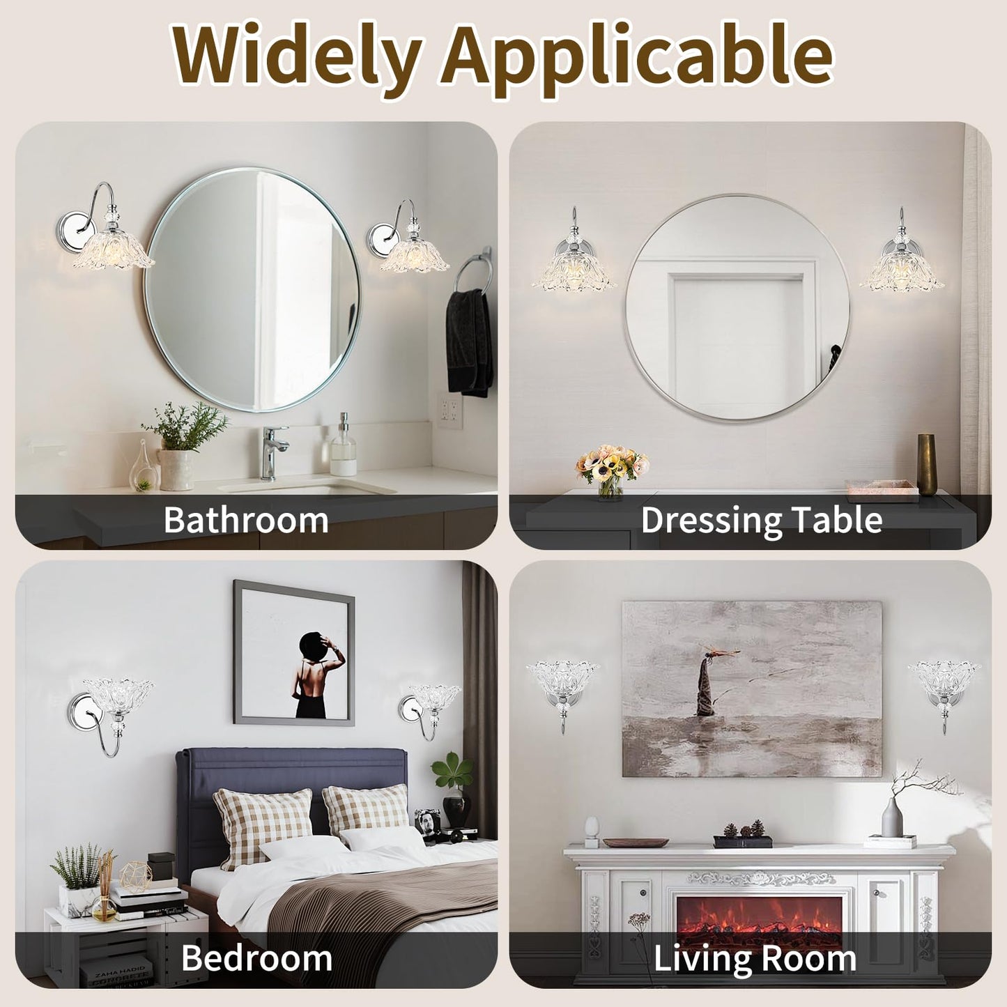 Sunkryster 1 Piece Chrome Wall Sconce With Floral Clear Glass Shade  Modern Wall Mount Lighting For Bathroom Modern Bathroom Vanity Light Fixture