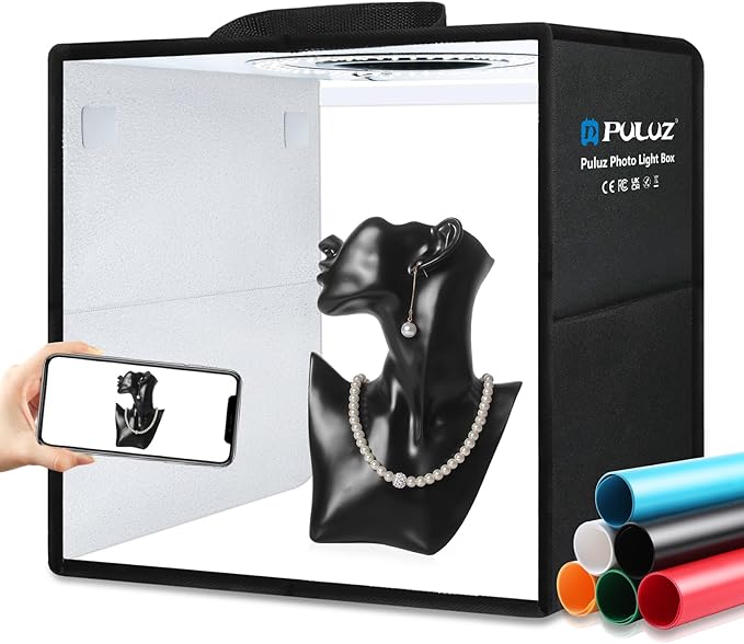 PULUZ Light Box Photography, 12"x12" Professional Dimmable Shooting Tent Kit with CRI >95 White Lighting 120 LEDs Lights +...